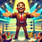 DALL·E 2024-11-04 20.57.01 - A welcoming and energetic banner image for a wrestling-themed newsletter, featuring the Commissioner with a big, wide happy smile and open arms, as if