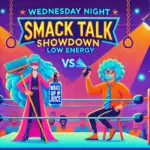 DALL·E 2024-11-07 19.30.20 - A vibrant banner image for the 'Wednesday Night Smack Talk Showdown' newsletter, highlighting the match between Luscious Locks and Low Energy. Show Lu