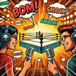 DALL·E 2024-11-10 02.07.31 - A vibrant banner image for a blog post about a wrestling fan podcast review of an action-packed wrestling show. Show two enthusiastic wrestling fans w (1)