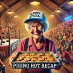 DALL·E 2024-11-11 11.09.19 - A cheerful, welcoming banner for a wrestling-themed newsletter titled 'Granny Steel’s Piping Hot Recap.' The image shows a joyful elderly woman (Grann