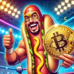 DALL·E 2024-11-14 06.44.17 - A humorous and engaging banner image for a wrestling-themed newsletter about a wrestler named Hank endorsing a fictional cryptocurrency called WienerC