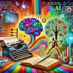 DALL·E 2024-12-07 12.44.14 - A vibrant and eclectic illustration that reflects a wide variety of topics, such as technology, family history, media analysis, wrestling, and creativ