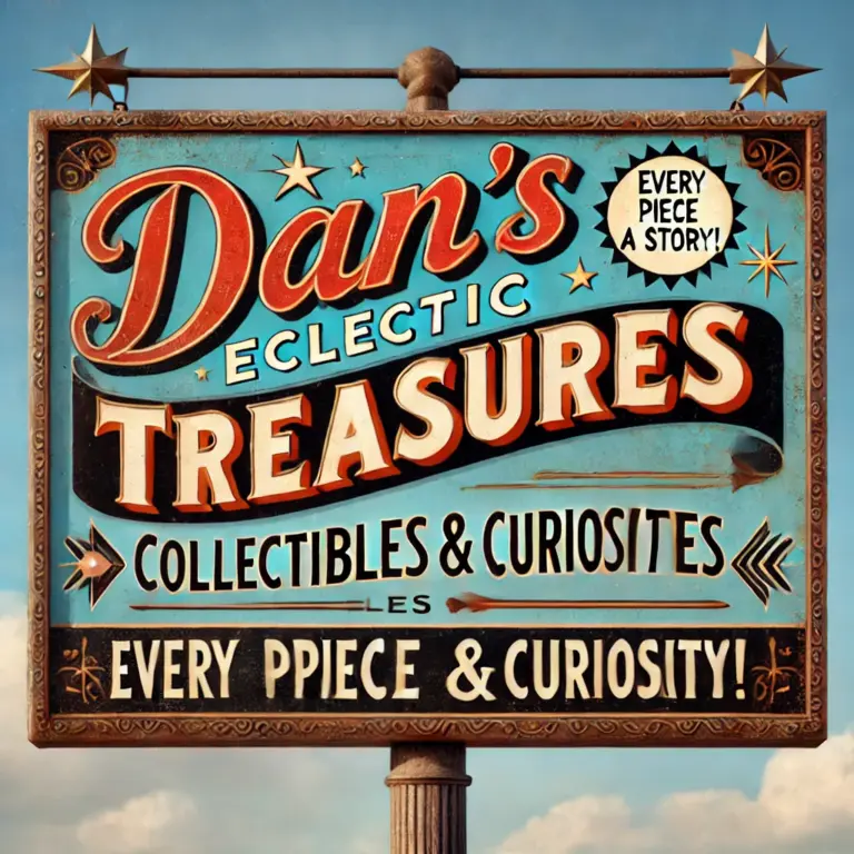 DALL·E 2025-01-21 19.59.15 - A vintage-inspired business sign from the 1950s Midwest. The sign features bold retro typography and a vibrant color scheme, with elements like stars,